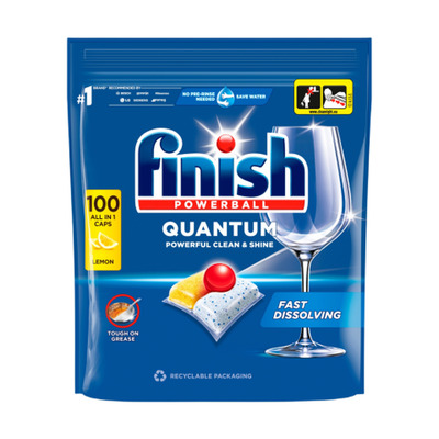 Nõudepesumasina kapslid Finish Powerball Quantum All in 1 Lemon 100tk