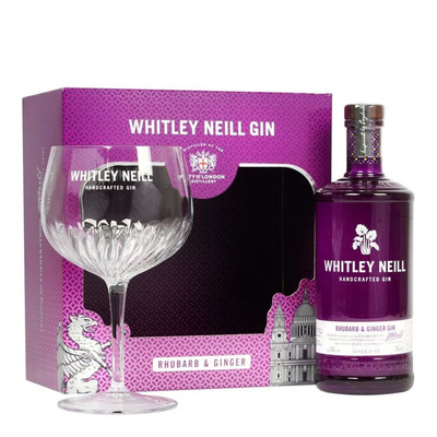 WHITLEY NEILL Rhubarb & Ginger Gin 43% 70cl+klaas(karbis)