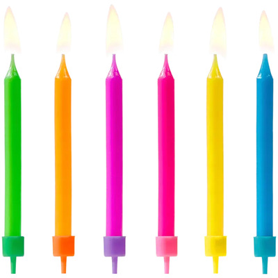 Tordiküünal koos küünlajalaga,neoontoonid, 6,5 cm, PARTYDECO, 6 tk
