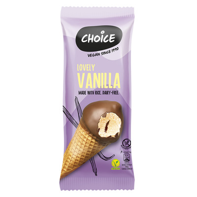 CHOICE Vanilli-riisijäätis koonusvahvlis vegan 150ml