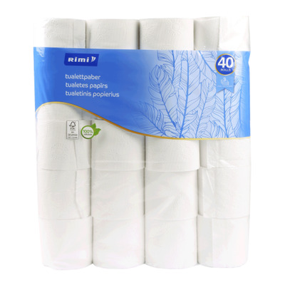 Tualettpaber Rimi 40 rulli, 3 kihiline, 140 lehte