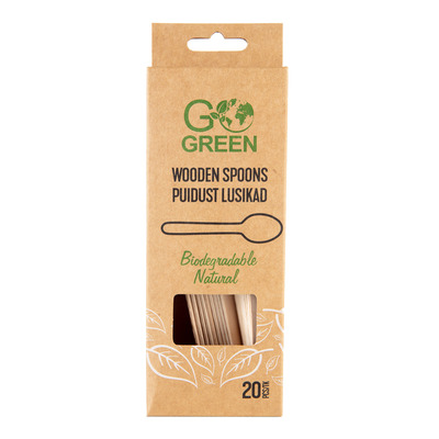 GO GREEN Puidust lusikad 20tk (biolagunevad)