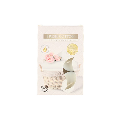 Lõhnateeküünlad Fresh Cotton 3-4h 6tk