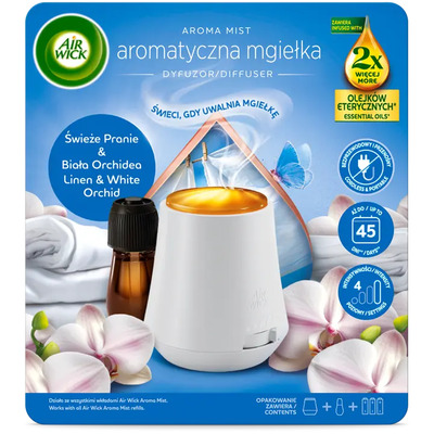 Õhuvärskendaja Aroma Mist Linen & White Orchid komplekt, AIR WICK, 1 tk