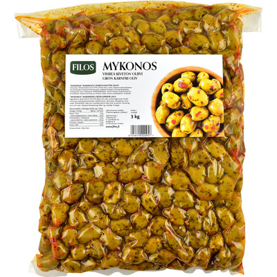 FILOS Mykonos marineeritud rohelised oliivid 3kg (vaakum)