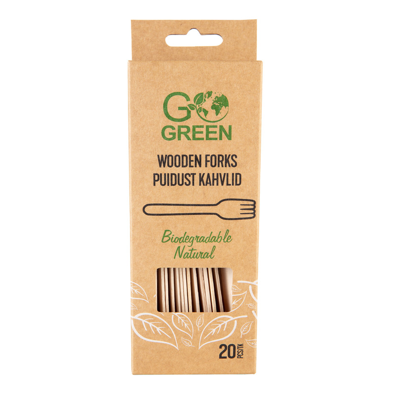 GO GREEN Puidust kahvlid 20tk (biolagunevad)