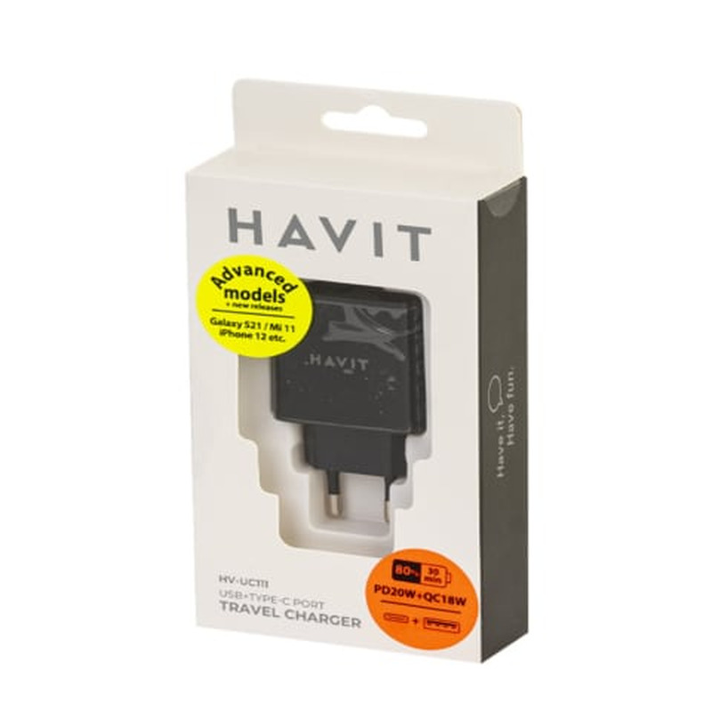 Smart väljundiga vooluadapter Havit 111 QC 3.0/18W+PD/20W