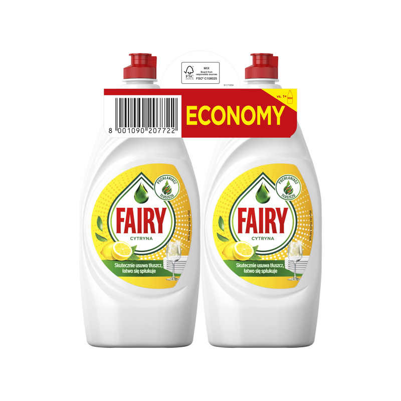 KAST 6 tk! Fairy Nõudepesuvedelik Lemon 2 x 900 ml