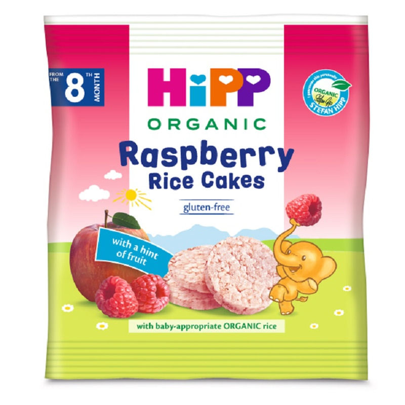Riisivahvlid vaarikatega 8+ öko, HIPP, 30 g