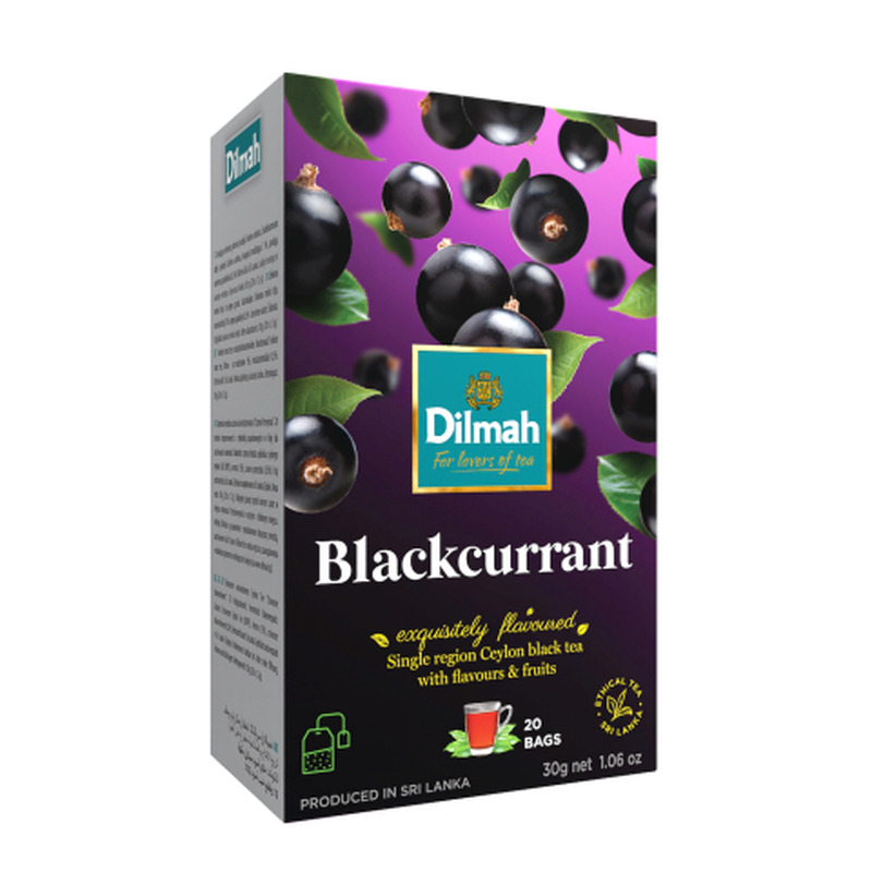 Tee must mustsõstramaitseline Dilmah niidiga kotis 20x1,5g