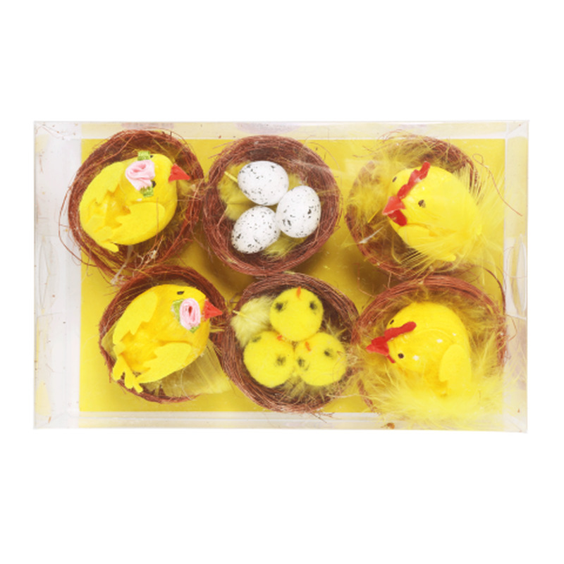 Dekoratiivkanad sulgedega pesades Cozy Home 6tk ES26