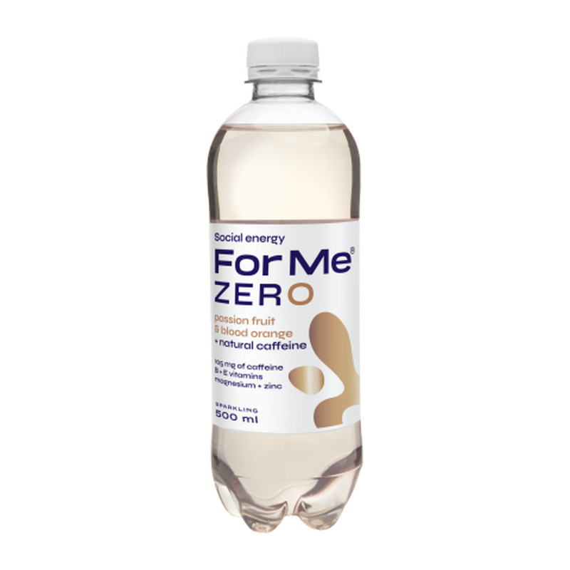 Karboniseeritud jook vitamiinide ja kofeiiniga Passion-Blood Orange For Me Zero magusainetega 0,5l