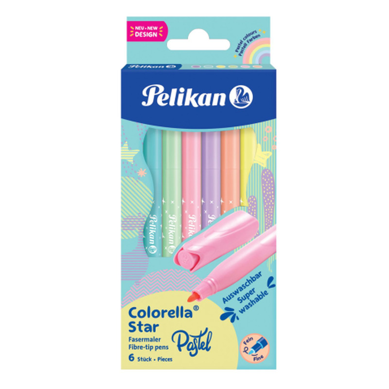 Viltpliiats Pelikan Colorella Star, pastelne, ümar, 6 värvi