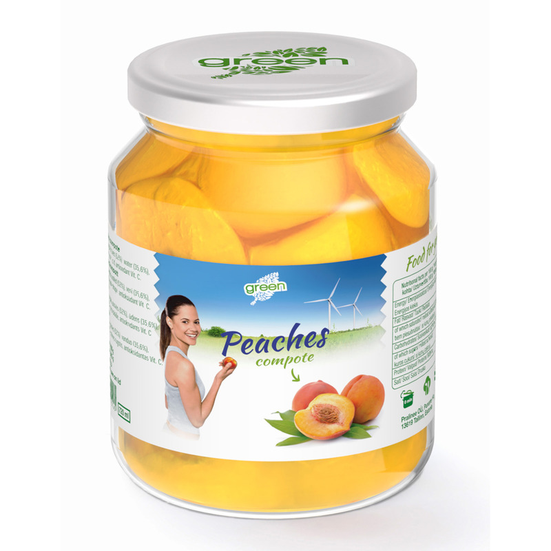 GREEN Virsikukompott 700g (klaas)