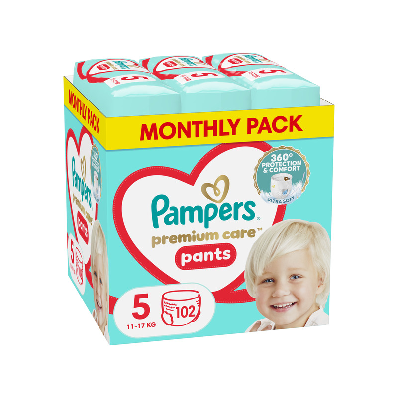 Pampers Premium Care Pants Mähkmed, Suurus 5, 102 Mähet, 11-17 kg