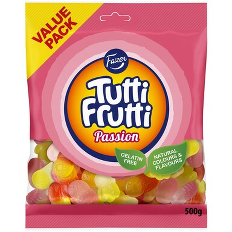 FAZER Tutti Frutti Kummikommid Passion 500g