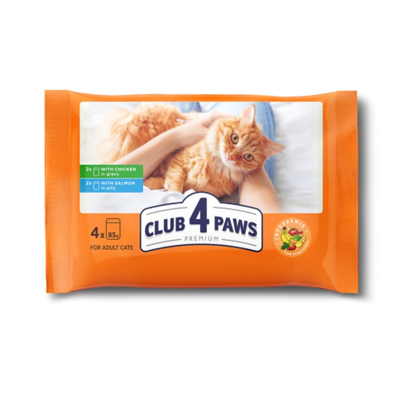 Kassitoit kana ja lõhega Club 4 Paws Premium 4x85g