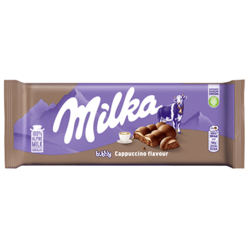 Piimašokol. Cappuccino Bubbly MILKA 97g