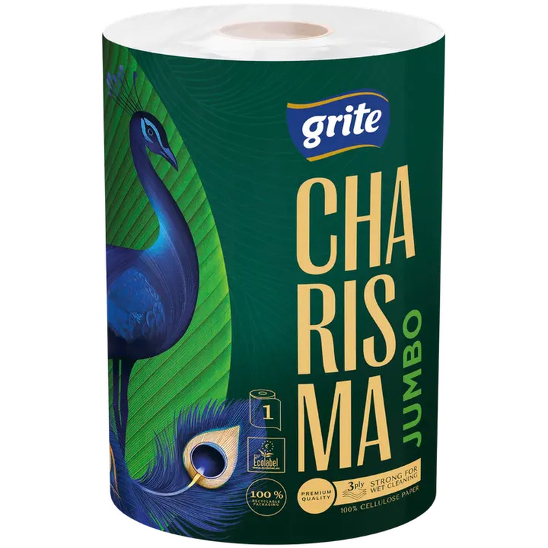 Majapidamispaber Charisma Jumbo, 3-kihiline, GRITE, 1 rl