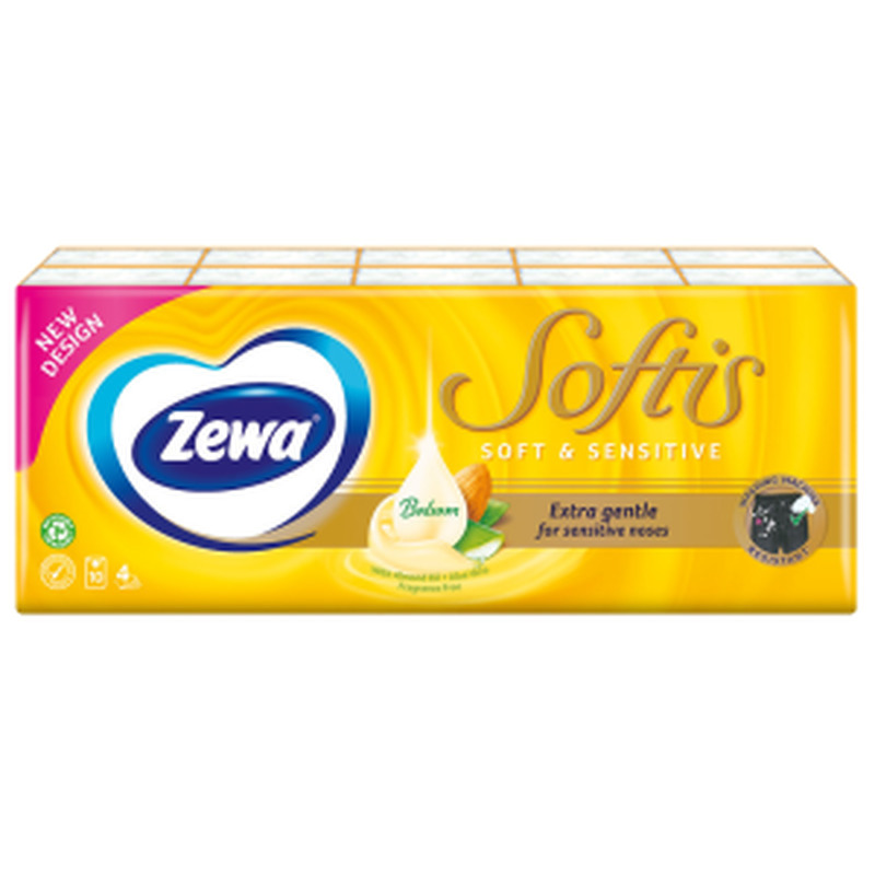 Taskurätikud Softis Soft & Sensitive 4-kihiline, ZEWA, 10x9 tk/pk