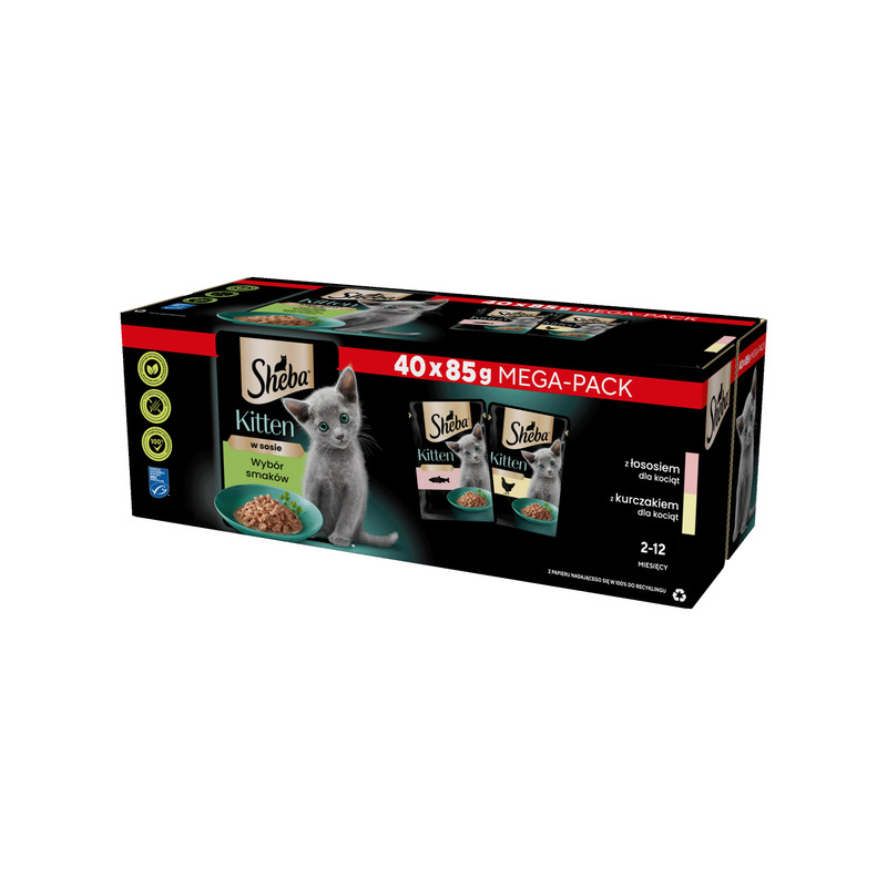 SHEBA Kitten lõhe- ja kanamaitseline märgtoit kastmes kassipoegadele 40x85g