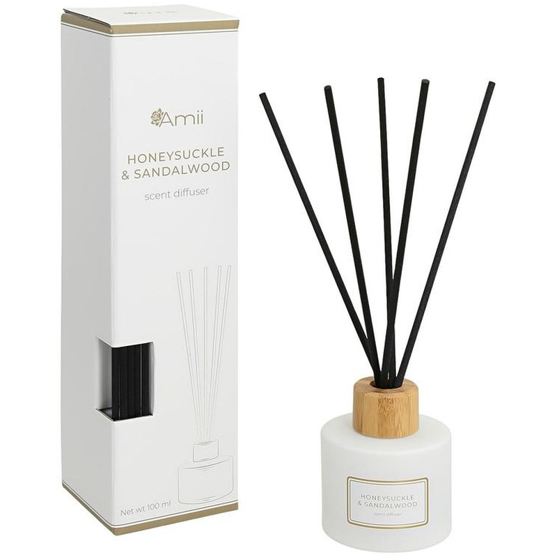 Ruumilõhnastaja Honeysuckle & Sandalwood mustade fiiberpulkadega, AMII, 100 ml