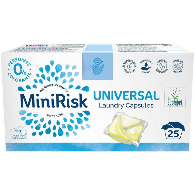Pesukapslid Mini Risk Universal lõhnatu 25tk