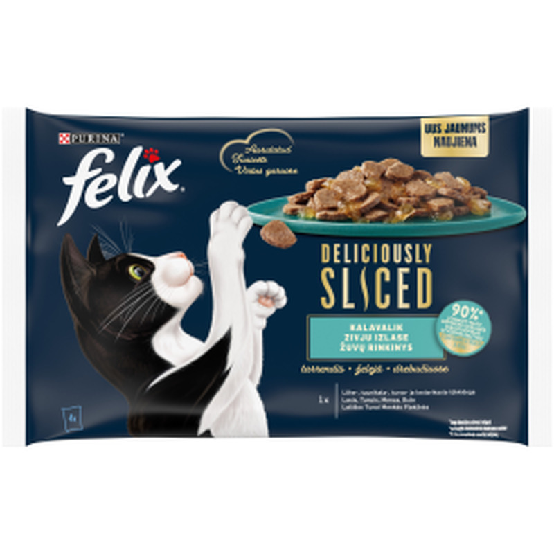 Kiisueine Deliciously Sliced kalavalik tarrendis, FELIX, 4x80g