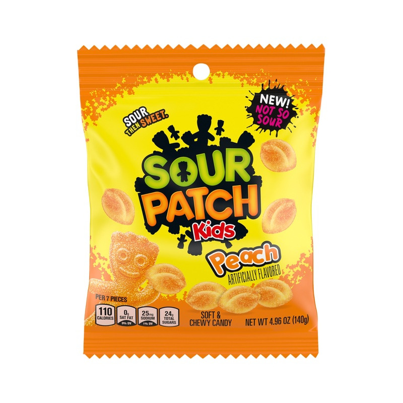 Kummikommid virsikumaitselised hapud, Sour Patch Peach, 80 g