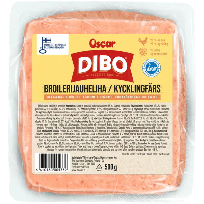 Dibo broilerihakkliha lemmikloomadele 500g