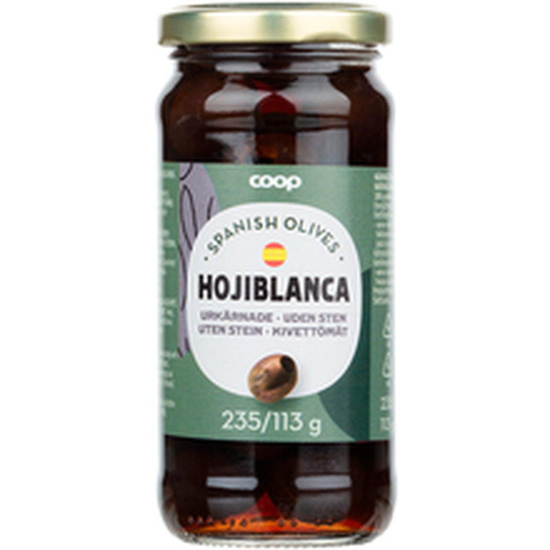 Coop mustad kivideta oliivid 235/113g