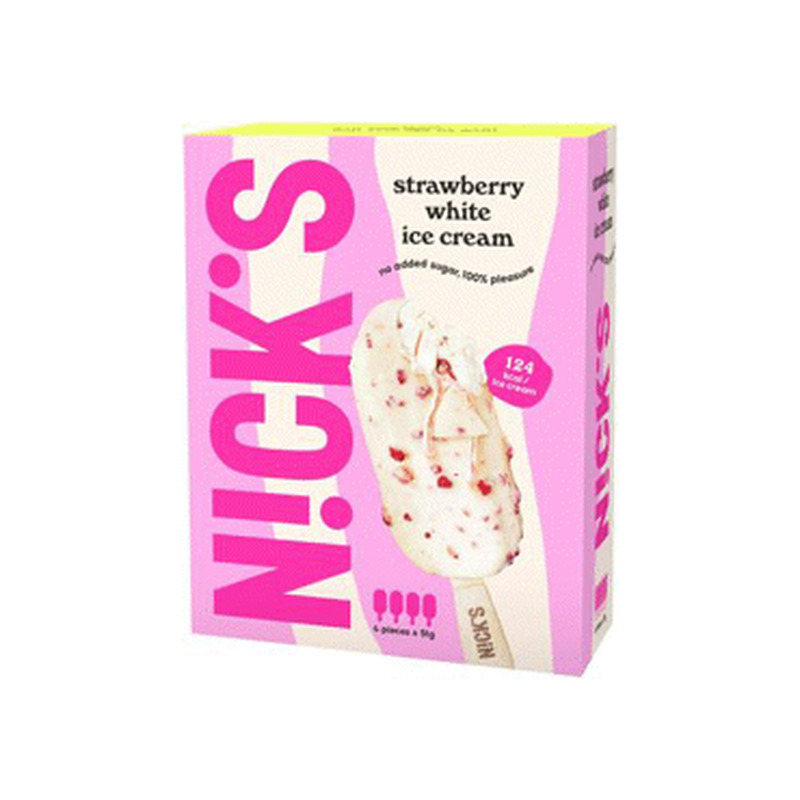 Jäätis maasikam.valge šok.NICKS,200g