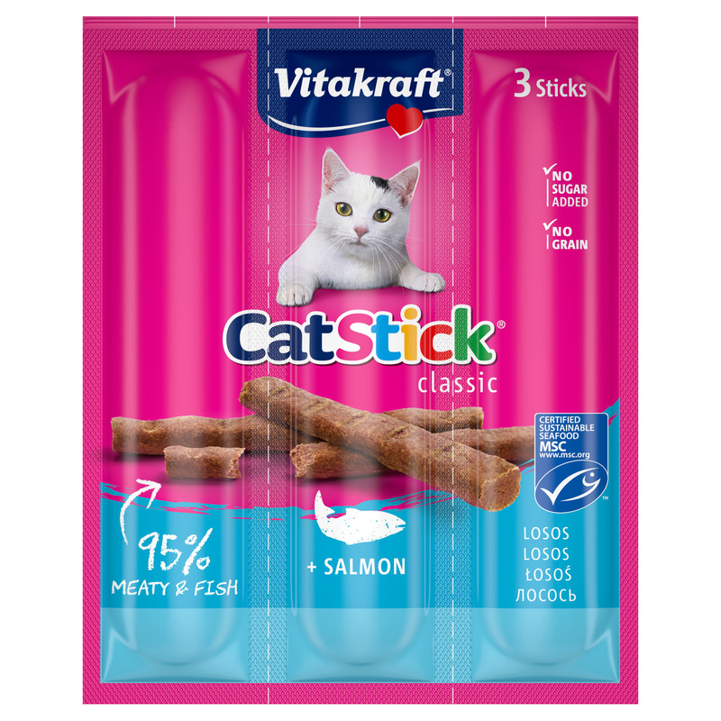 KAST 20 tk! Vitakraft Cat Stick maiusepulgad kassidele lõhe 18g