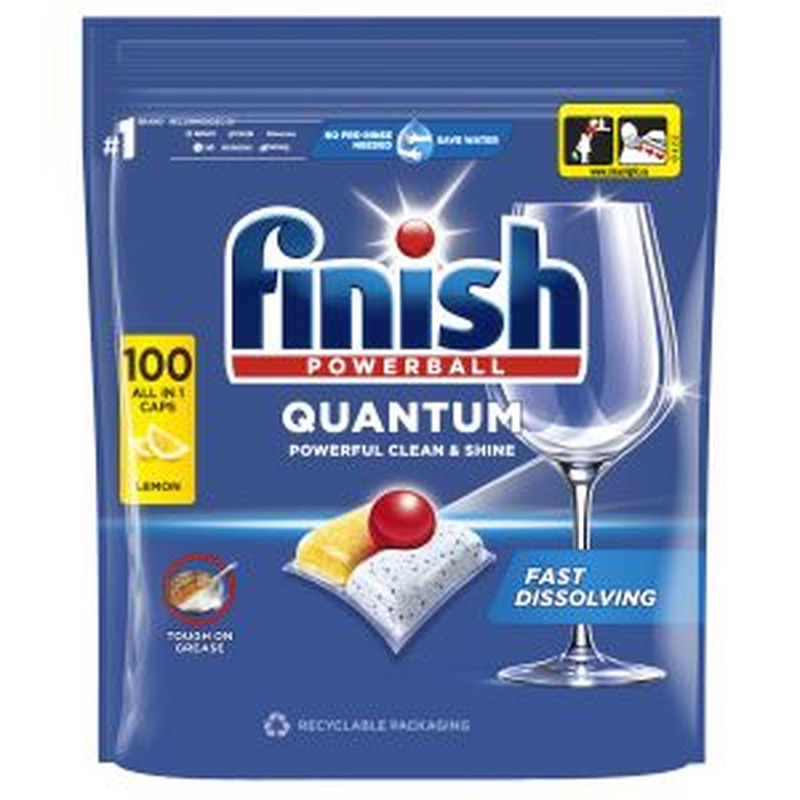 Nõudepesutabletid Quantum Lemon, FINISH, 100 tk