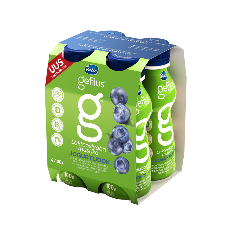 VALIO GEFILUS Mustika jogurtijook 4x100g(laktoosivaba)