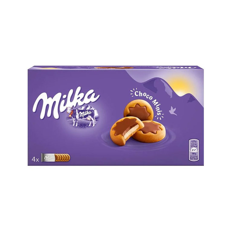 Šokolaadiglasuuri ja piimatäidisega küpsised, MILKA, 150 g