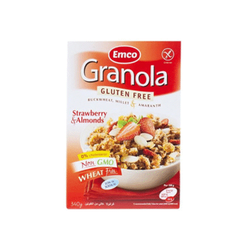 Krõbe müsli maasikatega ja mandlitega Gluteenivaba, EMCO, 340g
