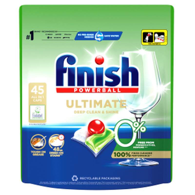 Nõudepesumasina tabletid Ultimate 0%, FINISH, 45 tk