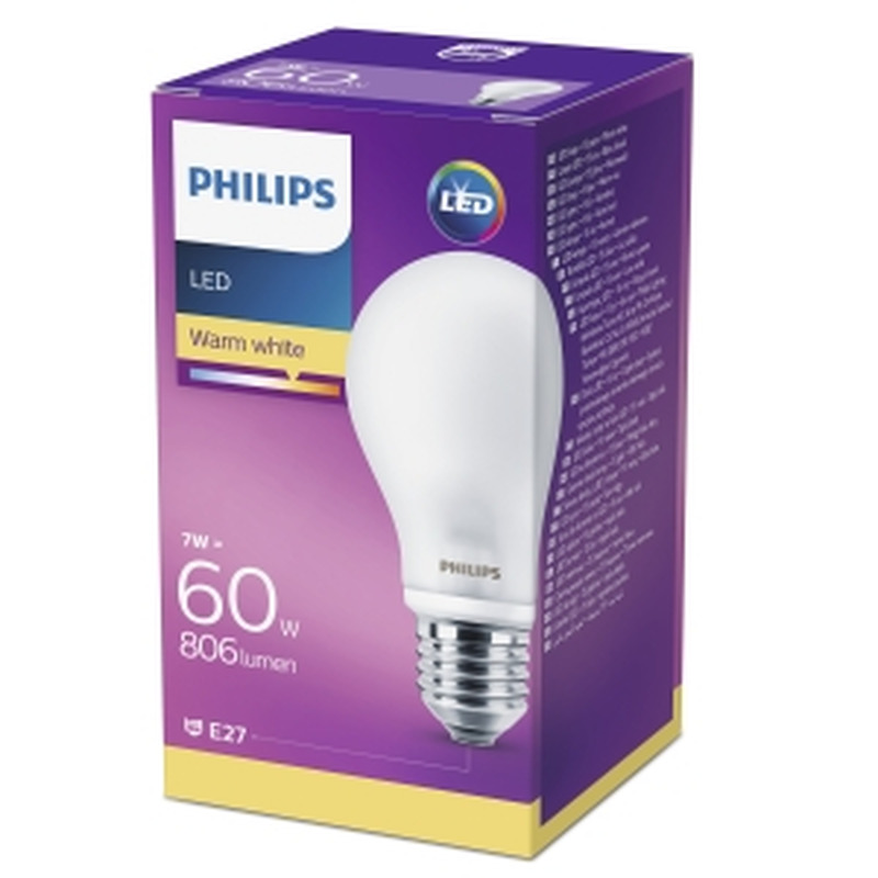 LED pirn GLS A60, E27,60W, 7W, 806lum, 15000h, PHILIPS, 1 tk