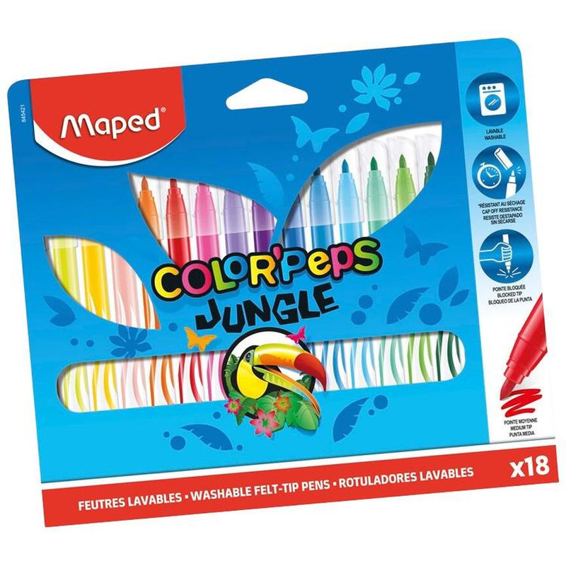 Viltpliiats Color Peps Jungle 18 tk, MAPED, 1 kmpl