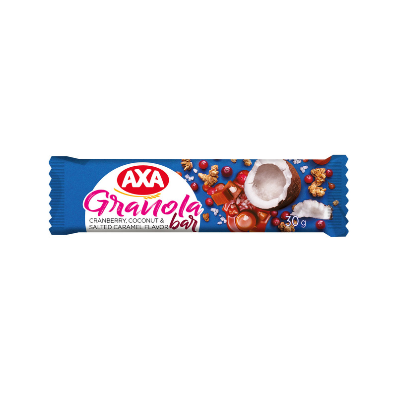 KAST 24 tk! AXA müslibatoon jõhvikate, kookose ja soolakaramelliga 30g