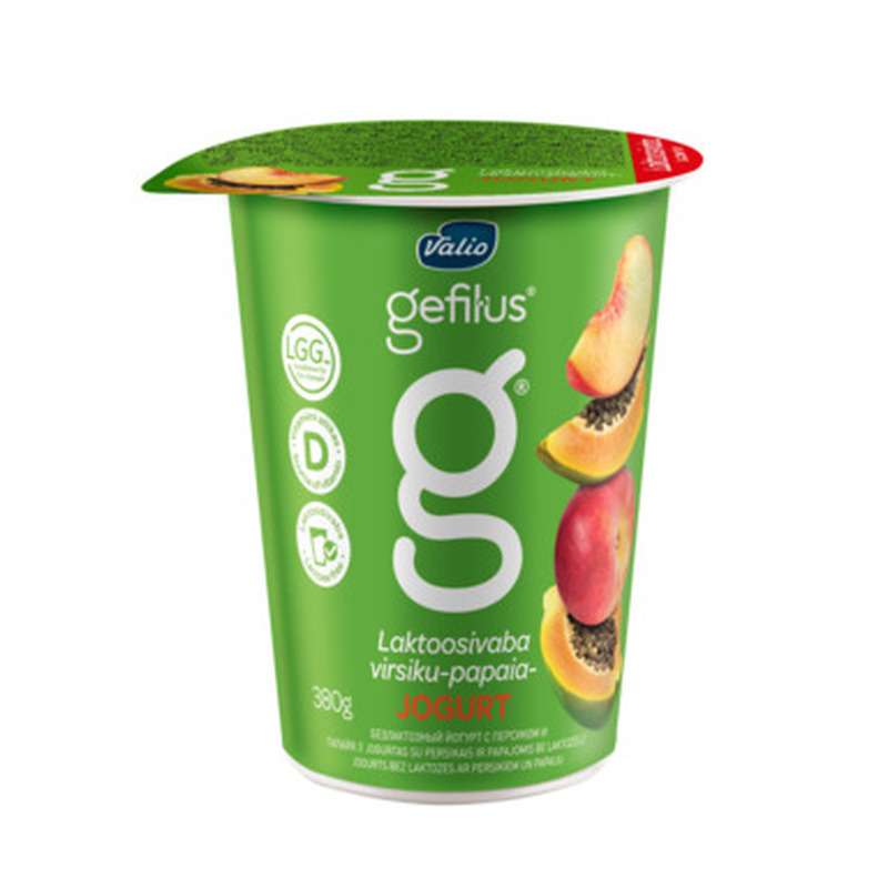 VALIO Gefilus virsiku-papaiajogurt 380g (laktoosivaba)