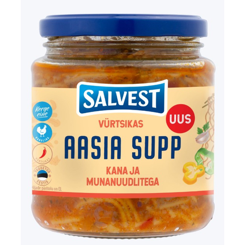Salvest Vürtsikas Aasia Supp Kana ja Munanuudlitega 530g