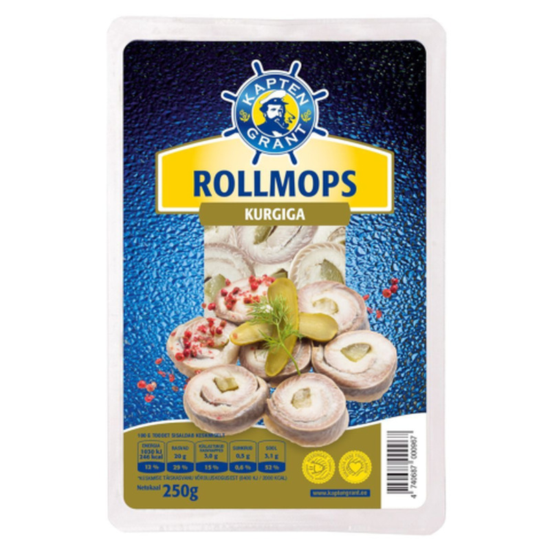 Heeringafilee rollmops kapten Grant 250g/200g