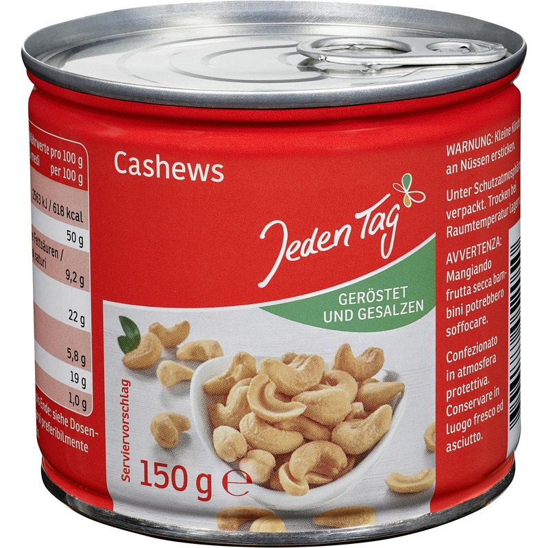 JEDEN TAG Röstitud ja soolatud india pähklid 150g (purgis)