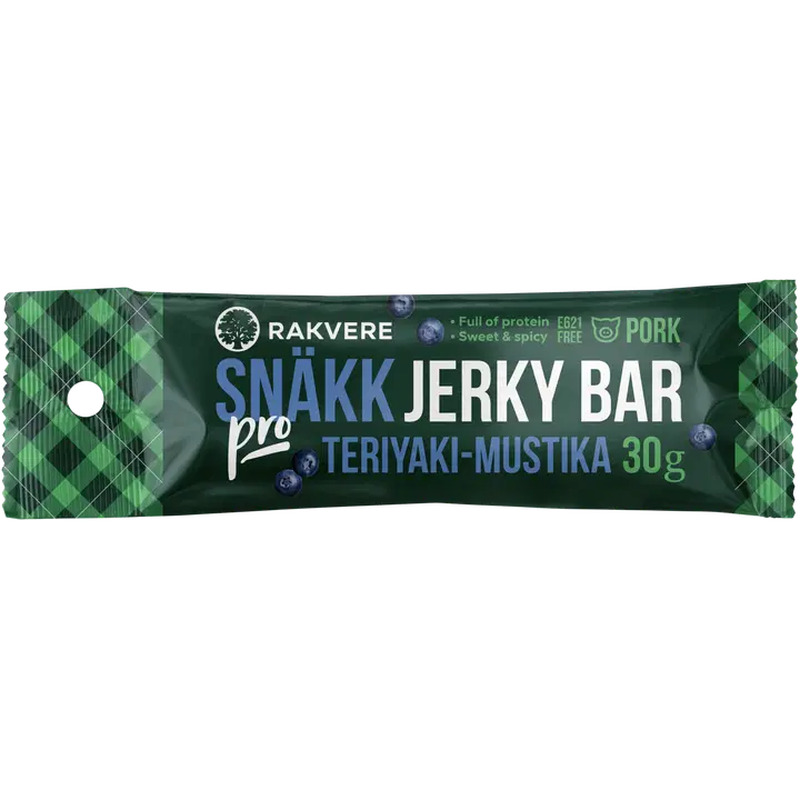 Rakvere SNÄKK pro Teriyaki-mustika jerky bar 30 g