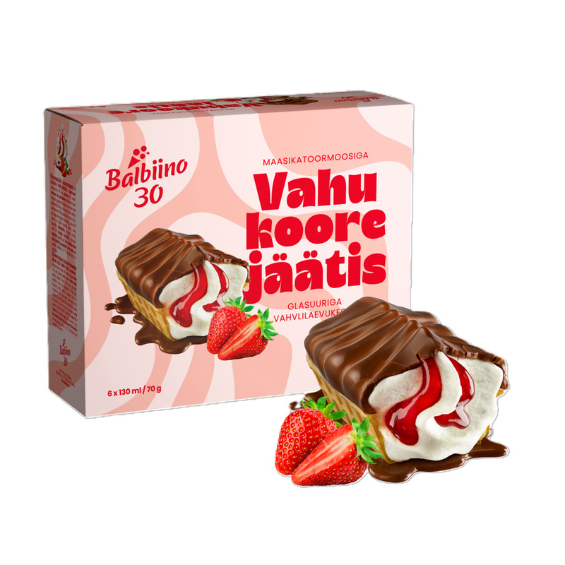 Balbiino Vahukoorejäätis maasikatoormoosi ja glasuuriga 6x130ml