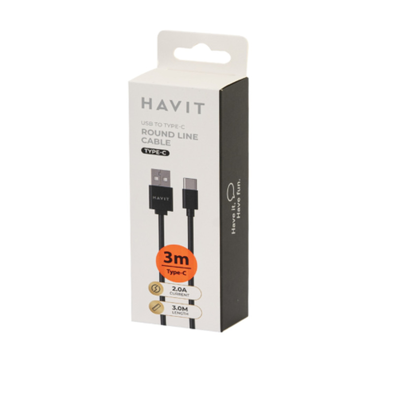 Havit 8725 2.0 usb a-type c kiirlaadimise ja andmeedastuskaabel, 2m
