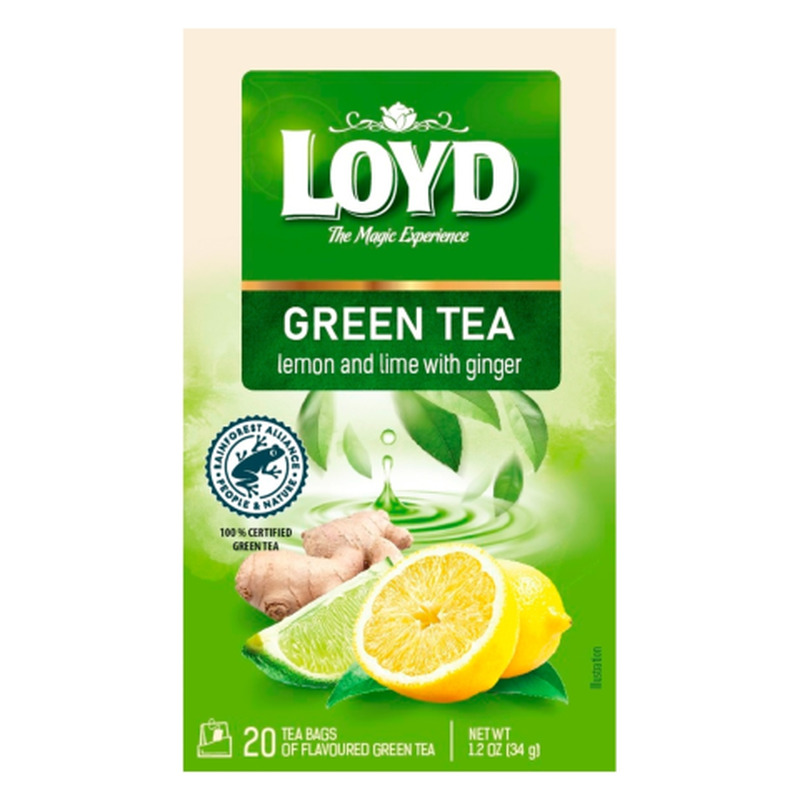 Tee roheline ingveriga Loyd Lemon & Lime 20x1,7g