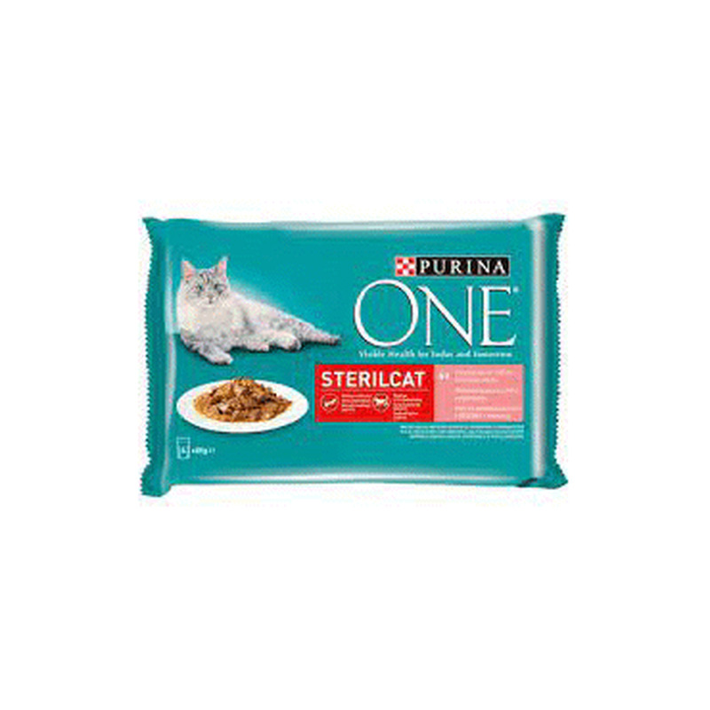 Kiisueine ONE Sterilcat kana lõhe 4x85g